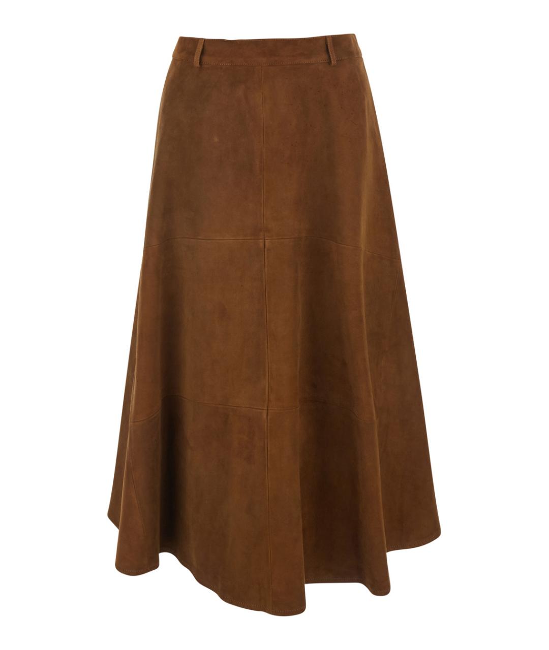 SEMICOUTURE Коричневая замшевая юбка миди, фото 1