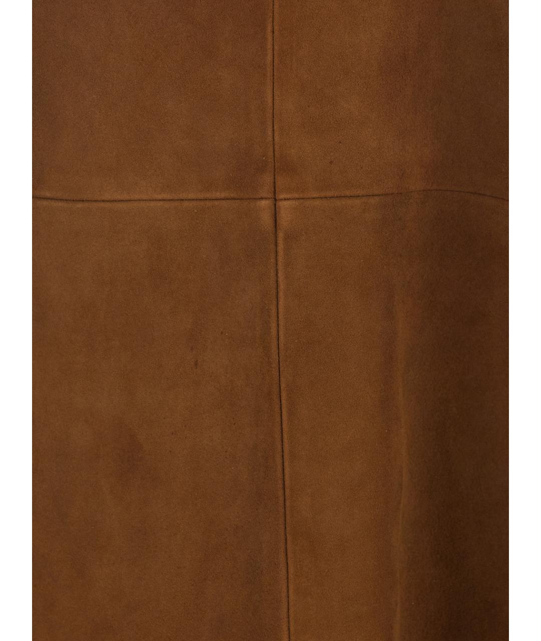 SEMICOUTURE Коричневая замшевая юбка миди, фото 3