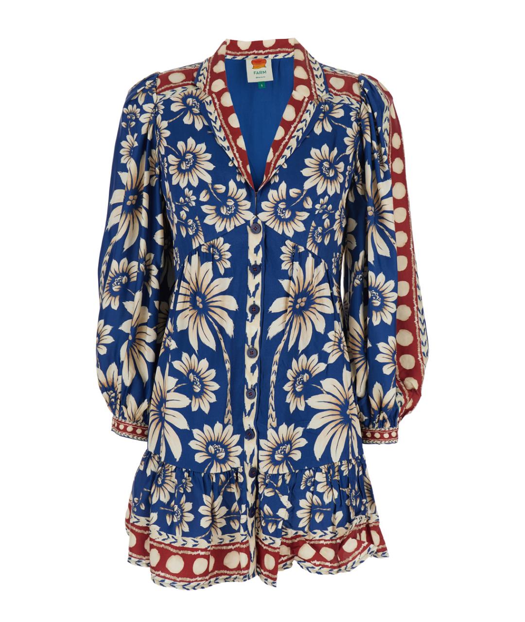 FARM RIO Синее вискозное повседневное платье, фото 1