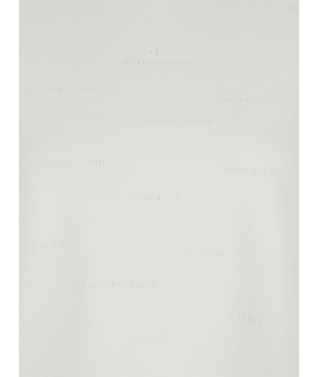 ELISABETTA FRANCHI Белая хлопковая футболка, фото 3