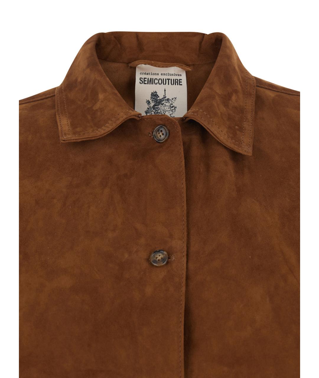 SEMICOUTURE Коричневая замшевая рубашка, фото 3