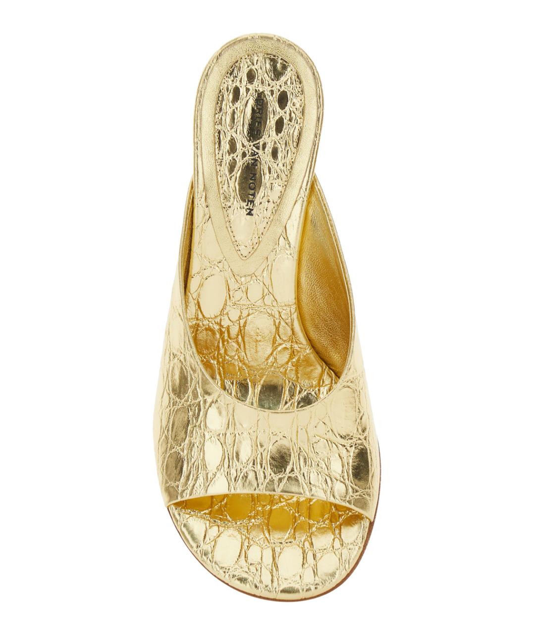 DRIES VAN NOTEN Золотые кожаные сандалии, фото 3