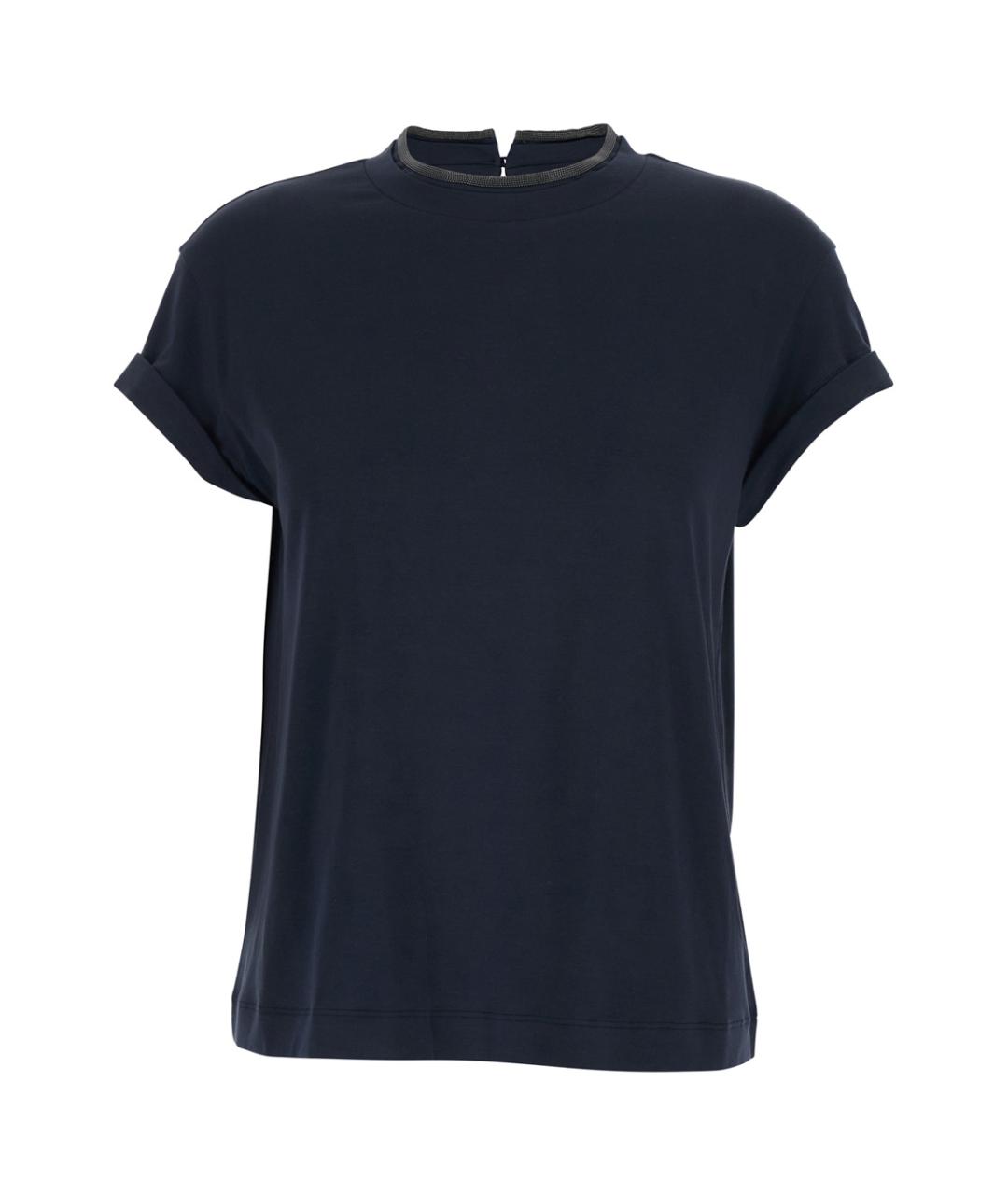 BRUNELLO CUCINELLI Синяя хлопковая футболка, фото 1