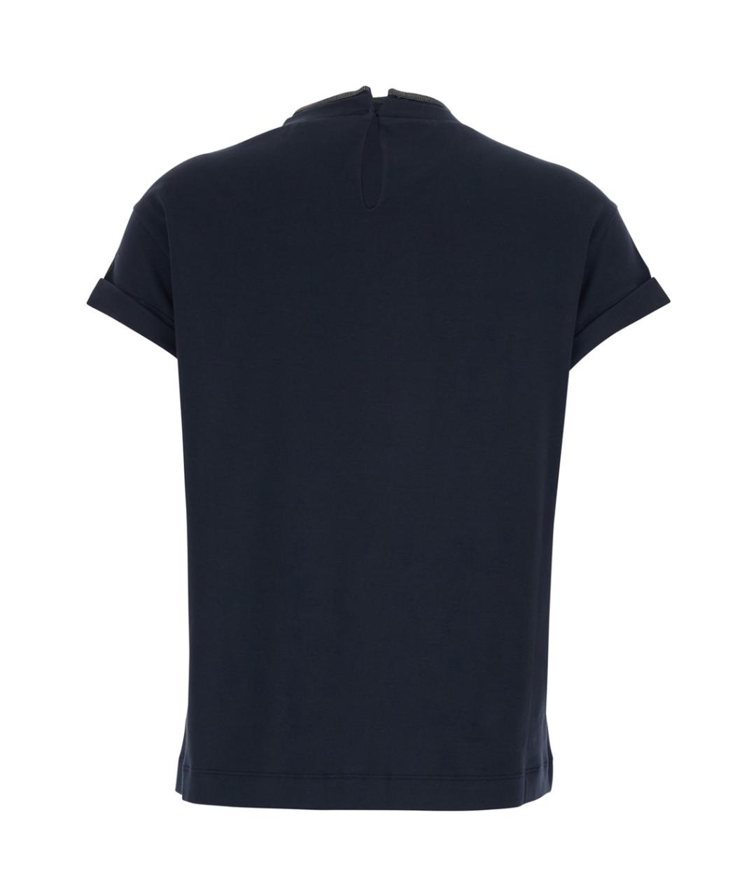 BRUNELLO CUCINELLI Синяя хлопковая футболка, фото 2