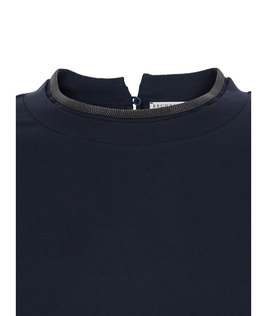 BRUNELLO CUCINELLI Синяя хлопковая футболка, фото 3
