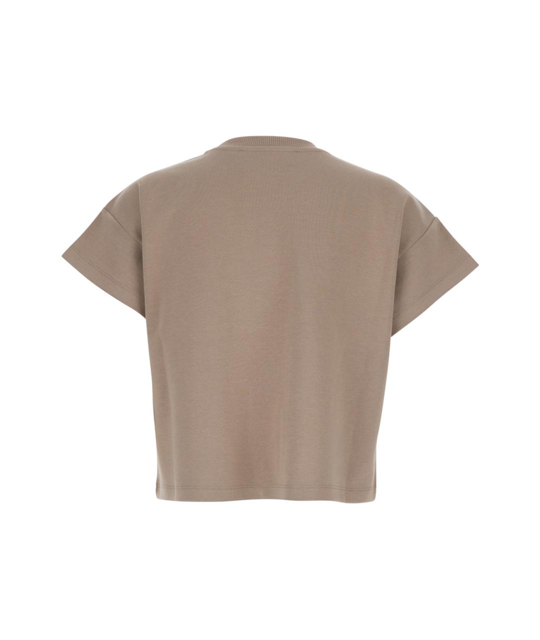 ELISABETTA FRANCHI Бежевая хлопковая футболка, фото 2