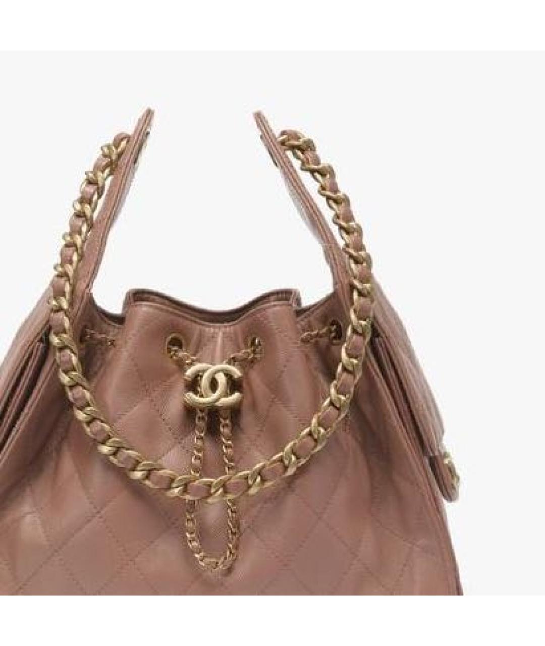 CHANEL Бежевая кожаная сумка через плечо, фото 2