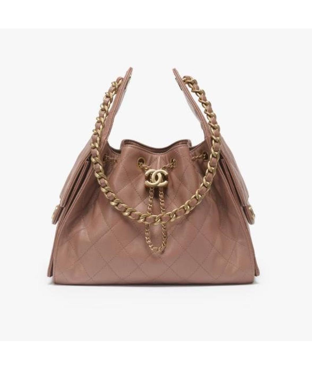 CHANEL Бежевая кожаная сумка через плечо, фото 3