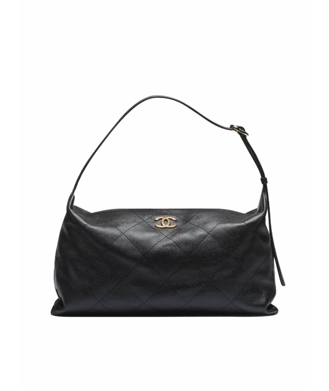 CHANEL Черная кожаная сумка с короткими ручками, фото 1