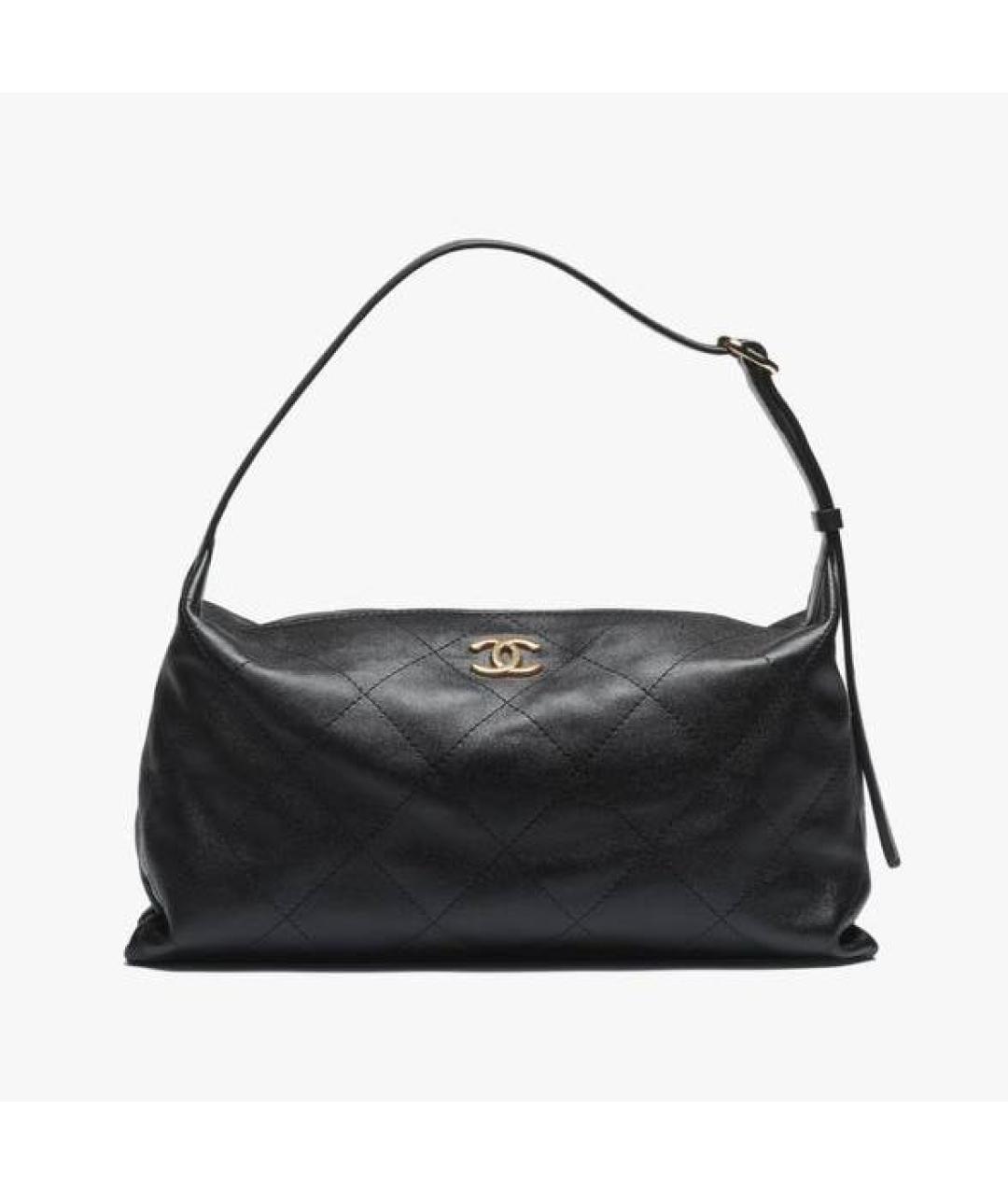 CHANEL Черная кожаная сумка с короткими ручками, фото 3