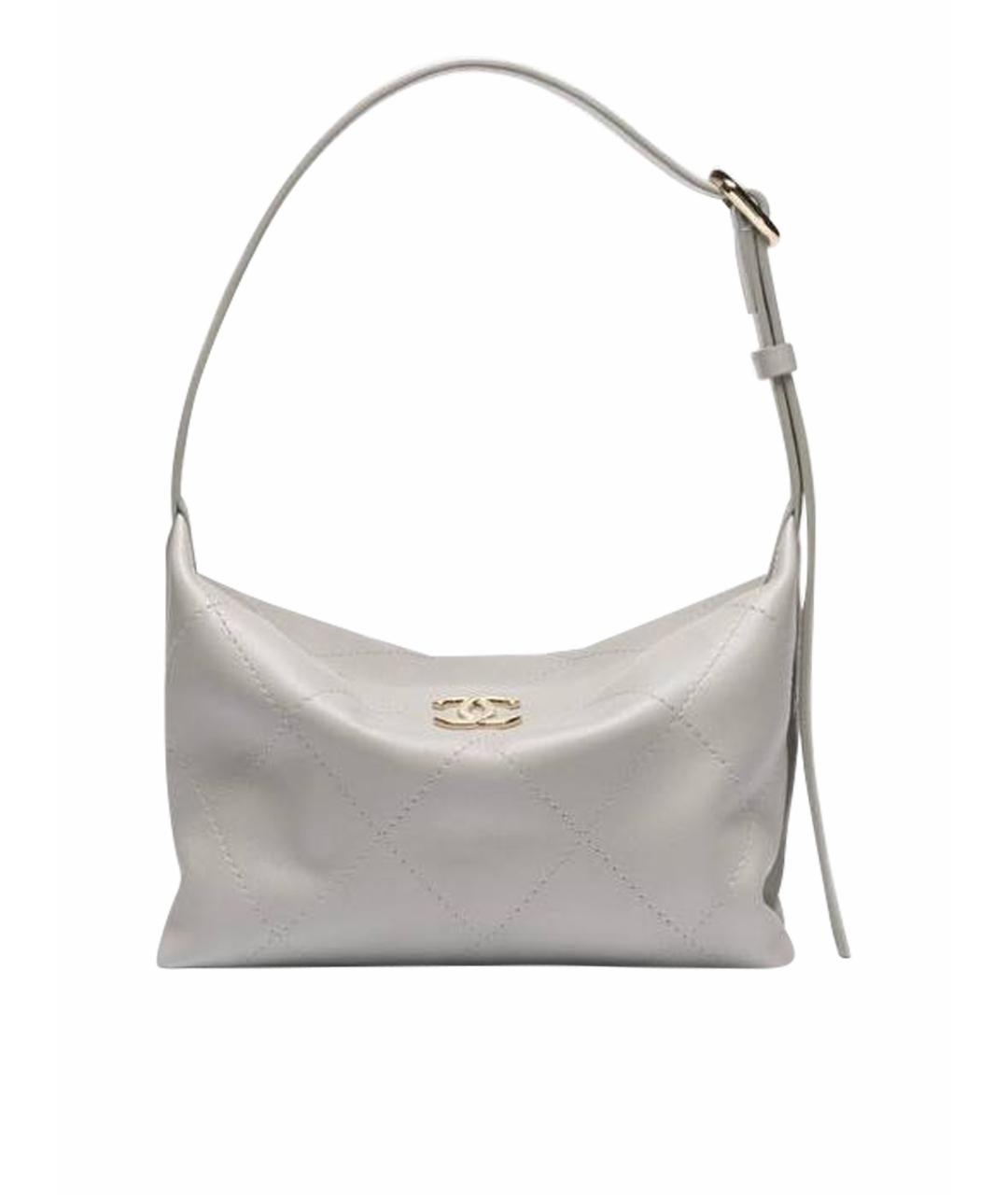 CHANEL Белая кожаная сумка с короткими ручками, фото 1