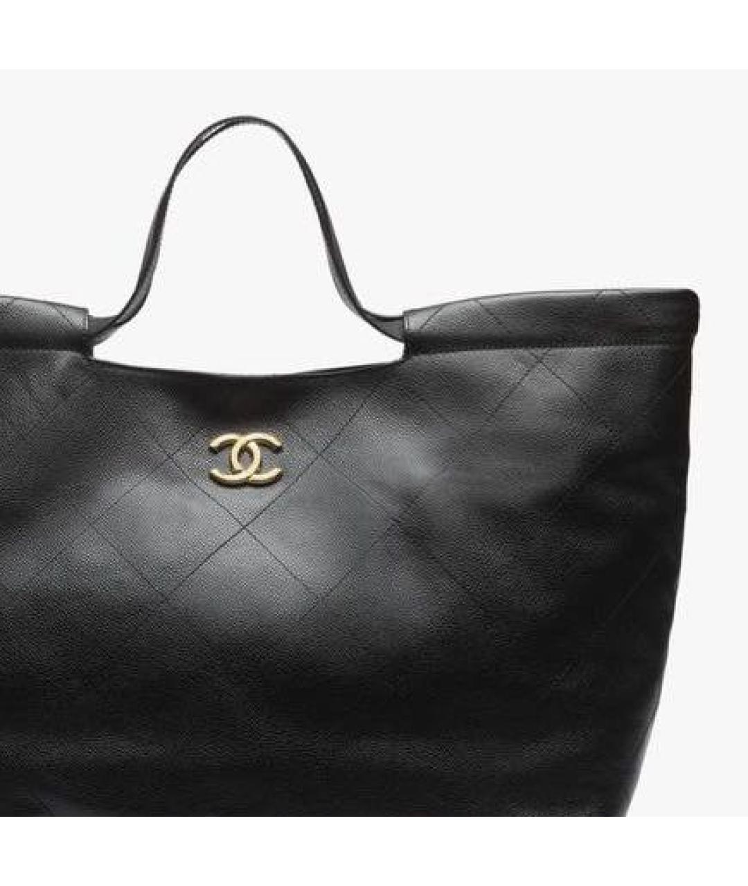 CHANEL Черная кожаная сумка с короткими ручками, фото 2