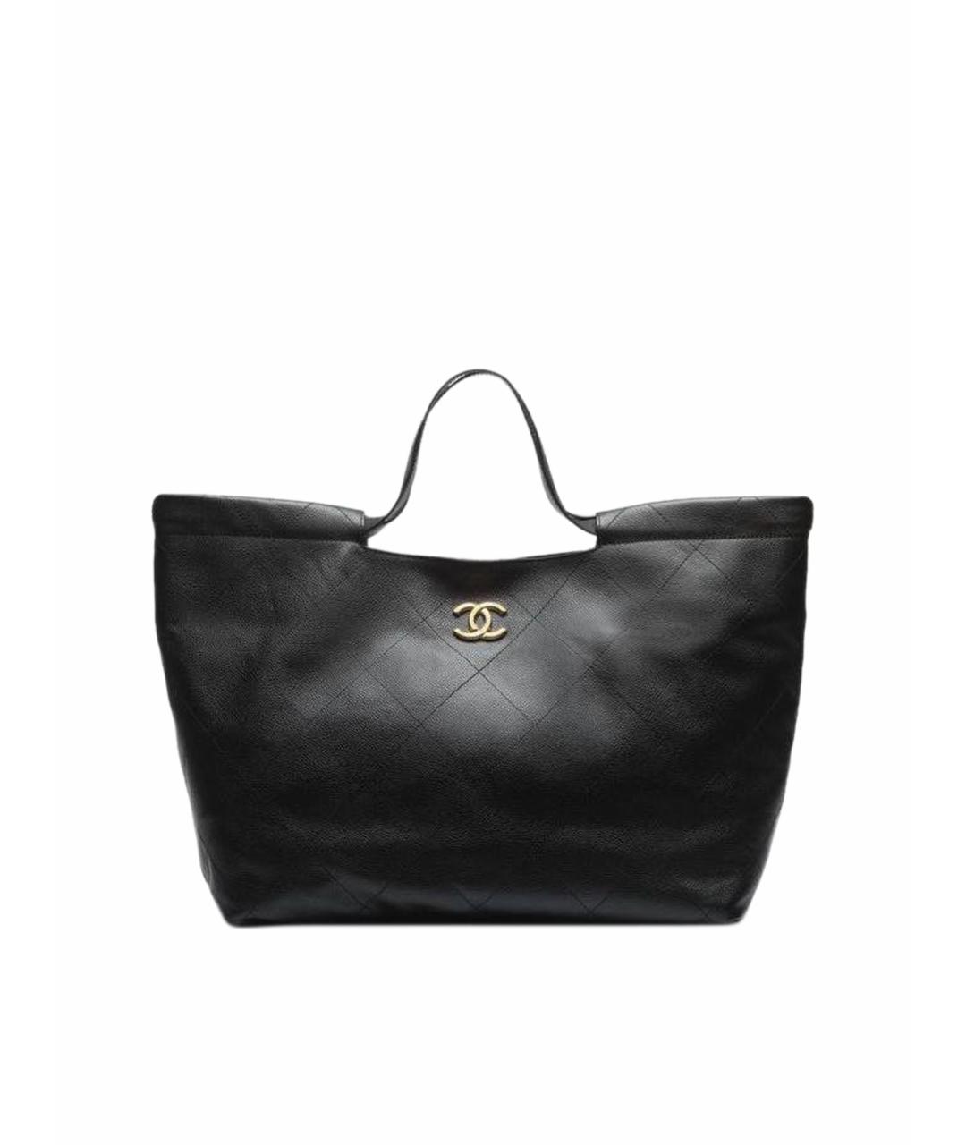 CHANEL Черная кожаная сумка с короткими ручками, фото 1