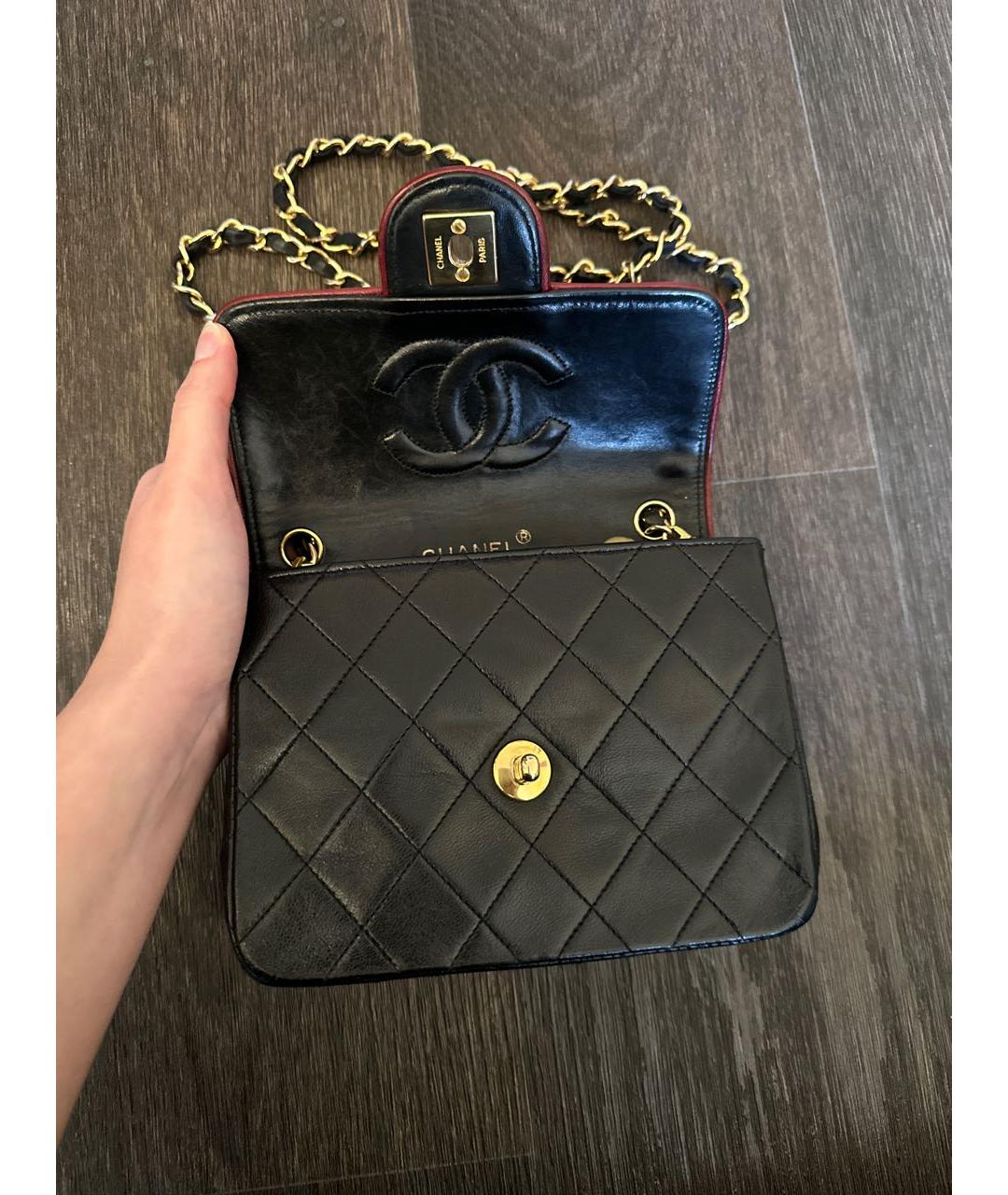 CHANEL Черная кожаная сумка через плечо, фото 7