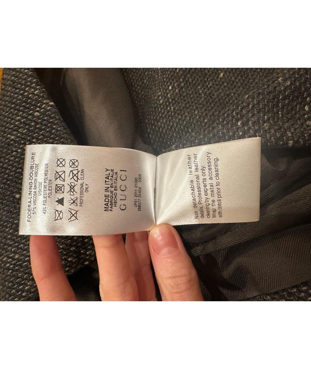 GUCCI Антрацитовая твидовая юбка мини, фото 3