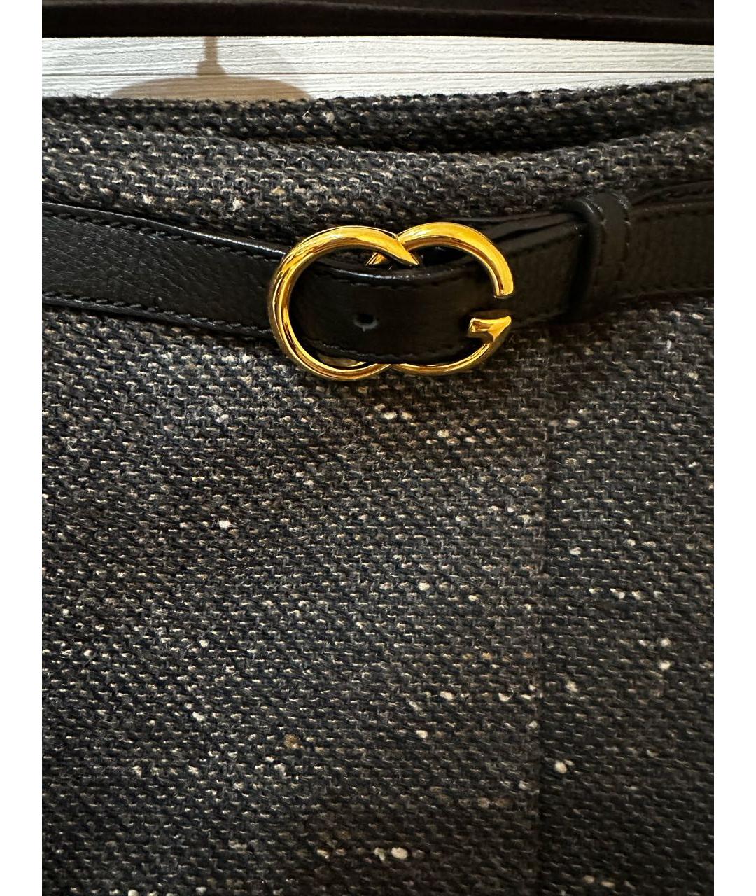 GUCCI Антрацитовая твидовая юбка мини, фото 4