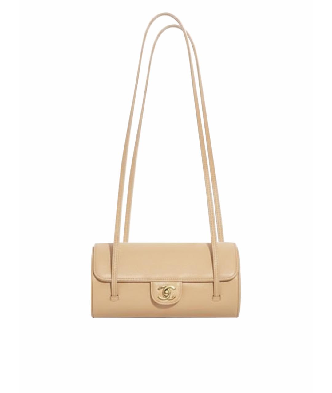 CHANEL Бежевая кожаная сумка с короткими ручками, фото 1