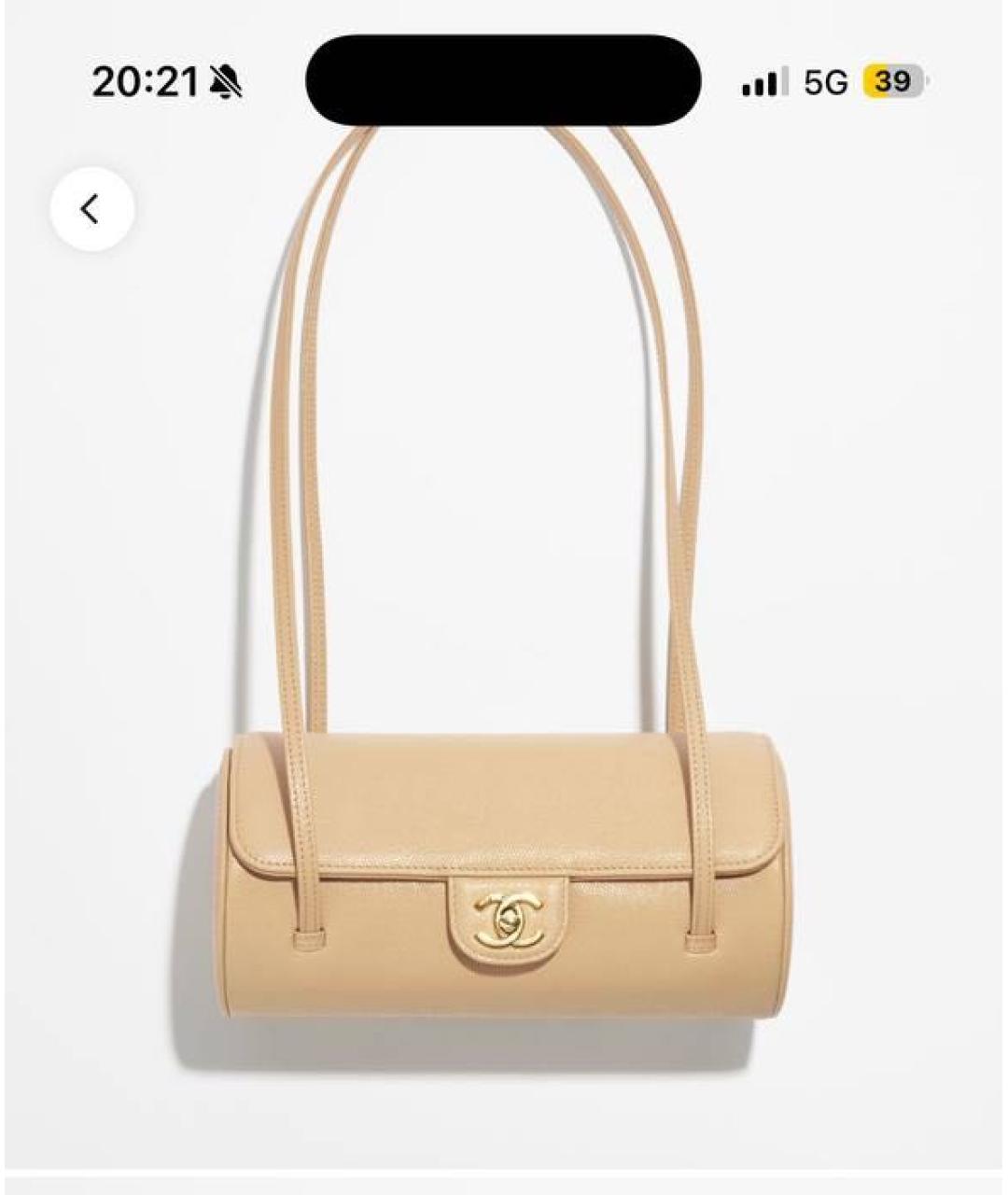 CHANEL Бежевая кожаная сумка с короткими ручками, фото 3
