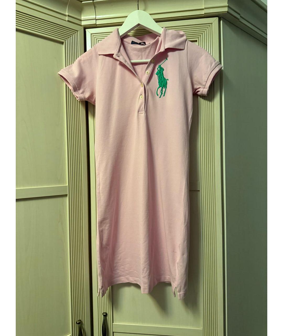 RALPH LAUREN Розовое хлопковое повседневное платье, фото 6