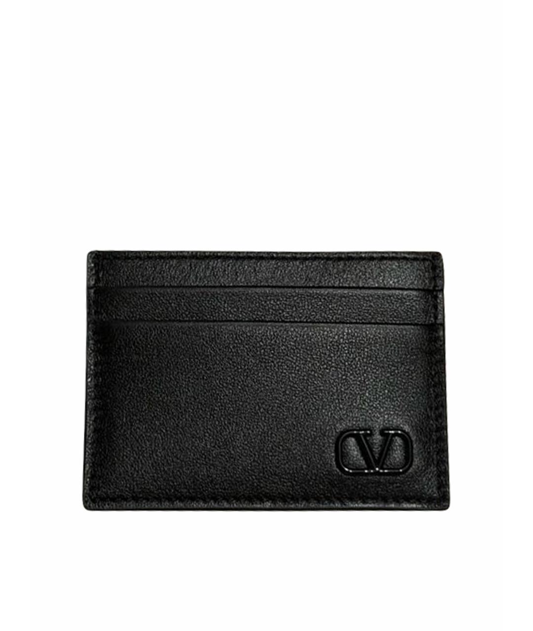 VALENTINO Черный кожаный кардхолдер, фото 1