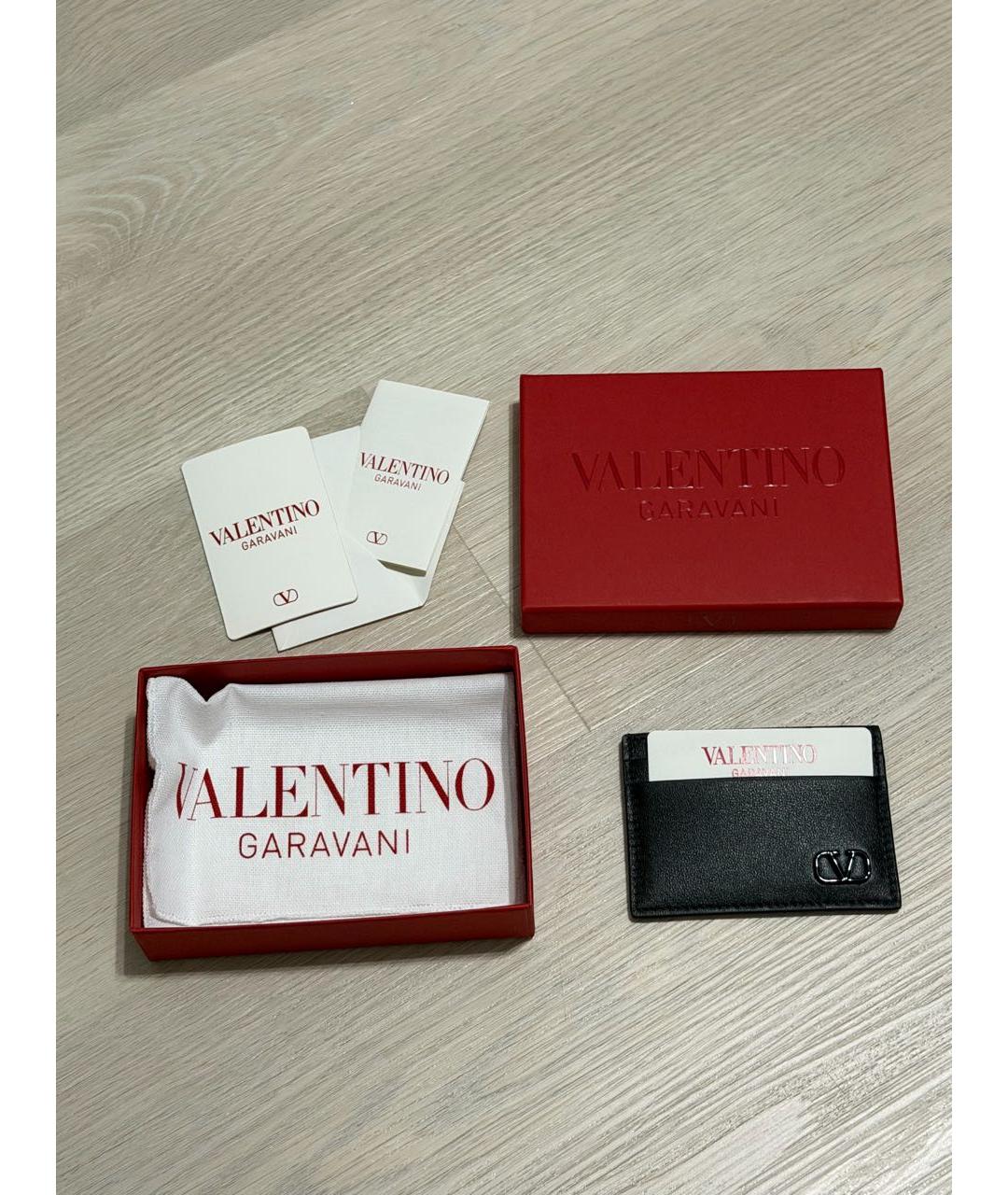 VALENTINO Черный кожаный кардхолдер, фото 3