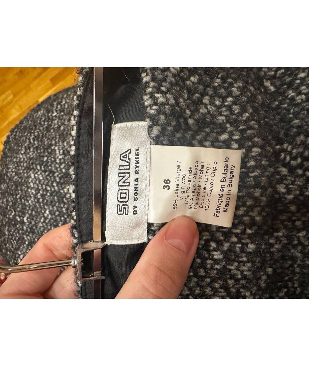 Sonya Rykiel Серая шерстяная юбка мини, фото 3