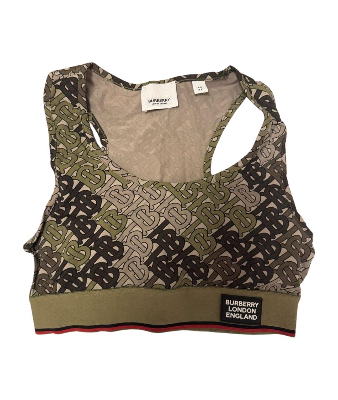 BURBERRY Хаки полиамидовая майка, фото 1