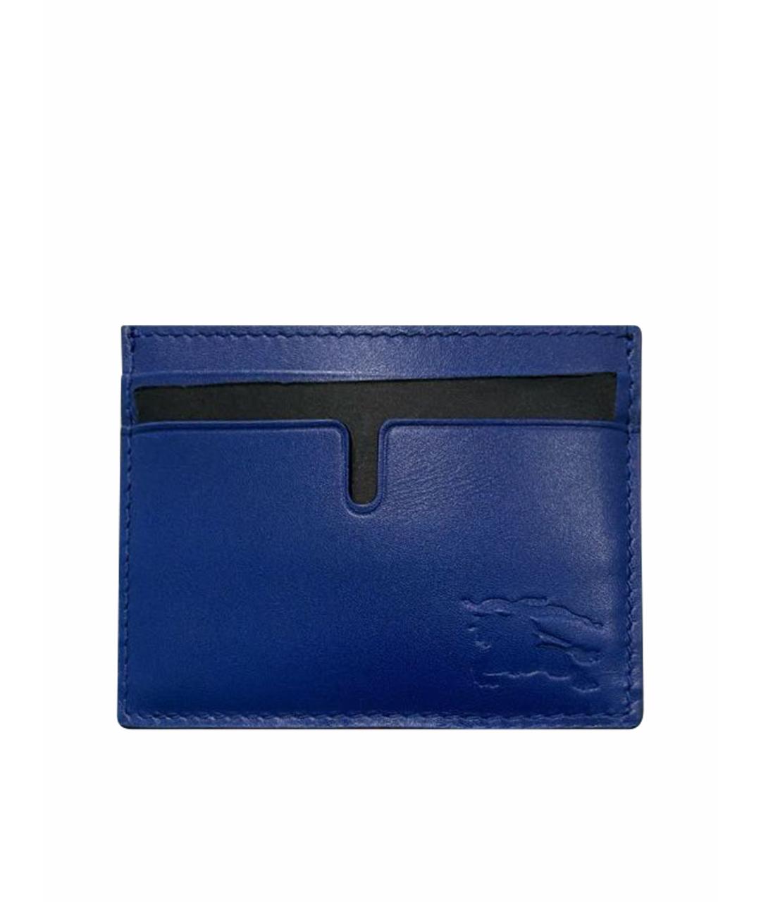 BURBERRY Темно-синий кожаный кардхолдер, фото 1