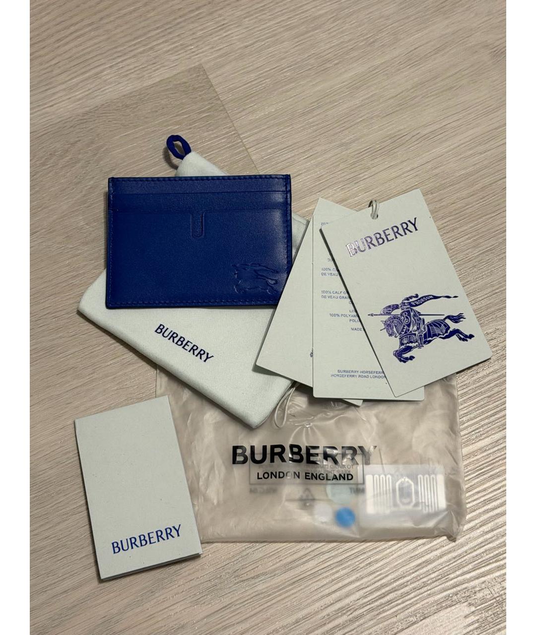 BURBERRY Темно-синий кожаный кардхолдер, фото 3