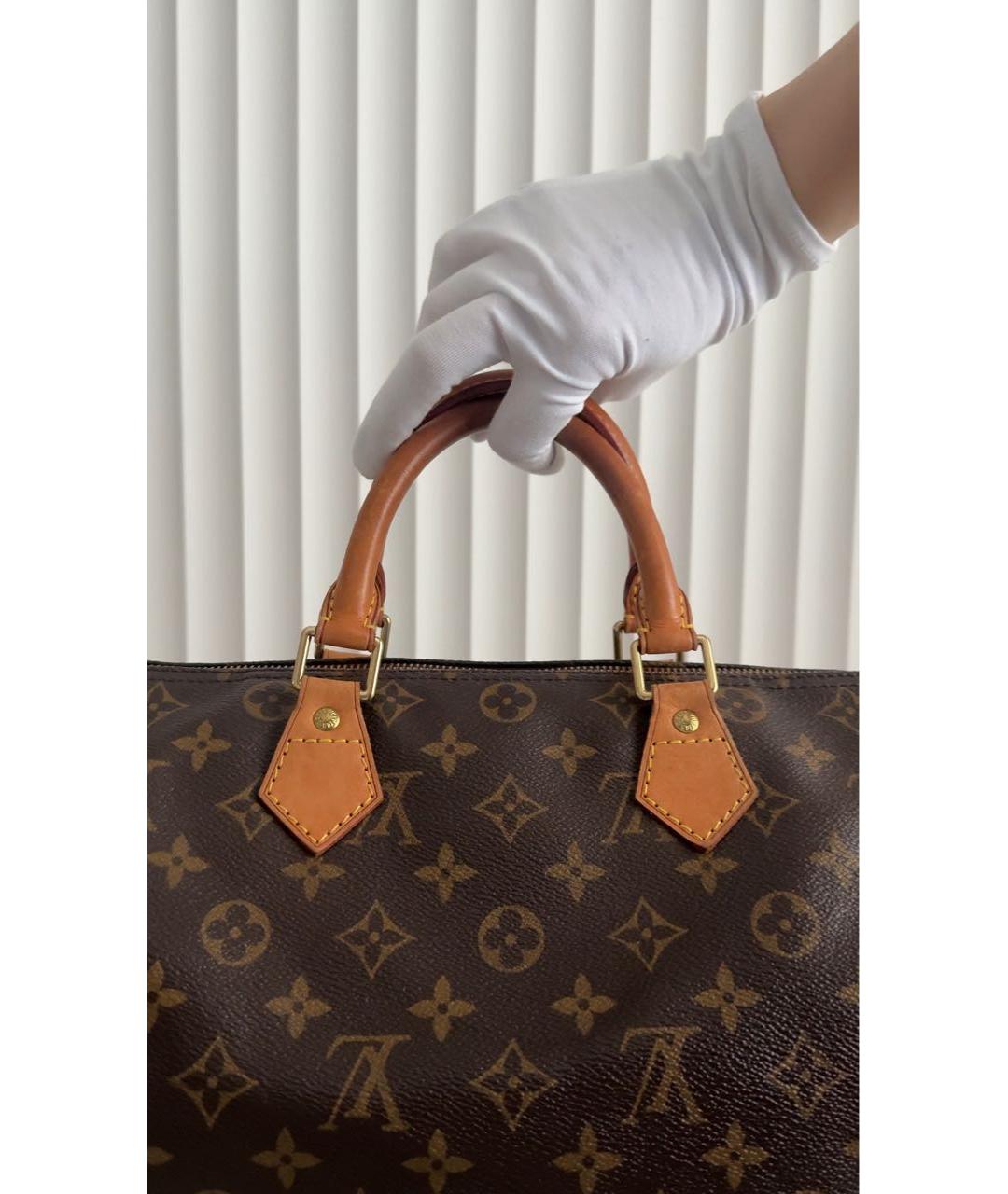 LOUIS VUITTON Коричневая кожаная сумка с короткими ручками, фото 6