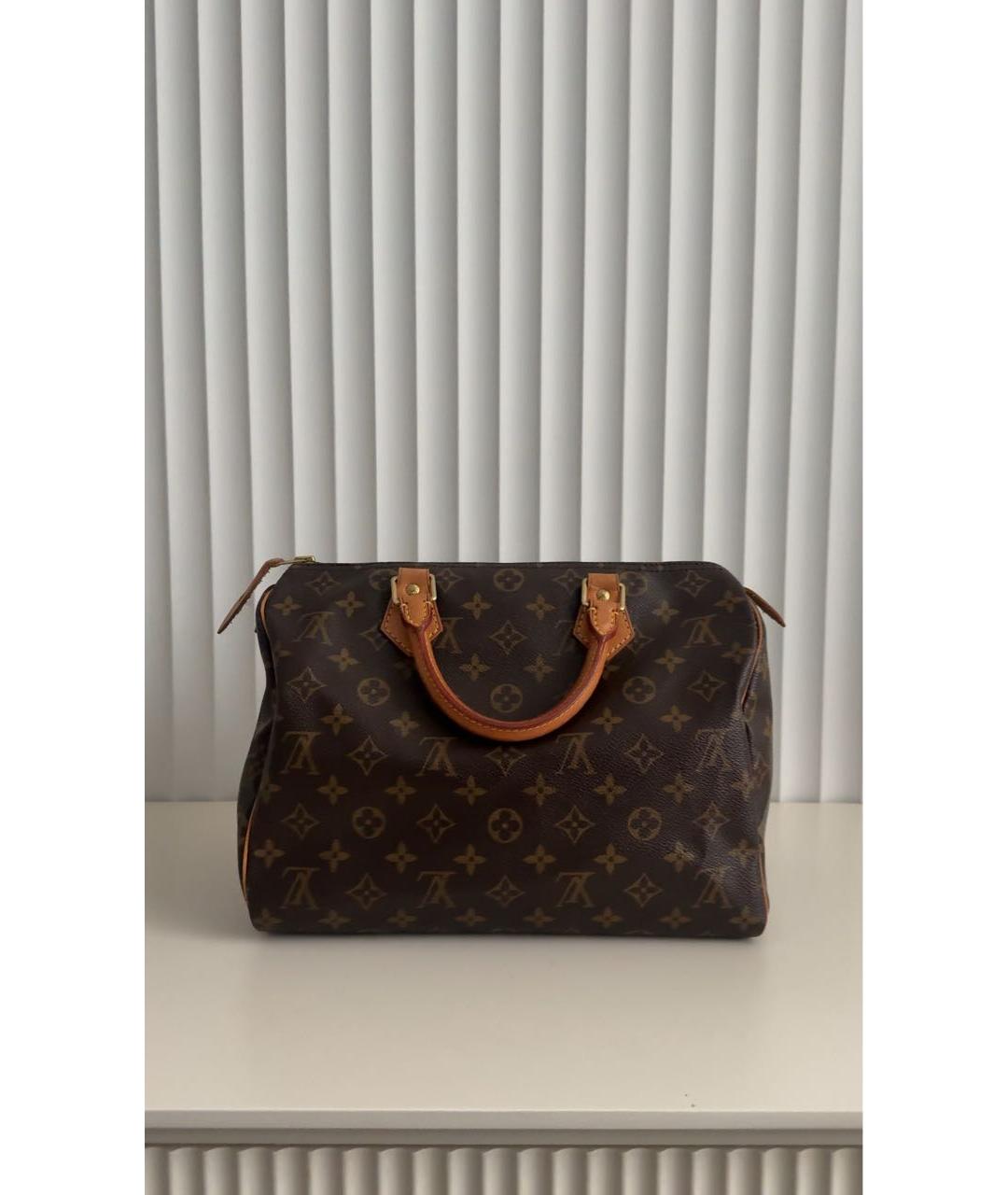 LOUIS VUITTON Коричневая кожаная сумка с короткими ручками, фото 8