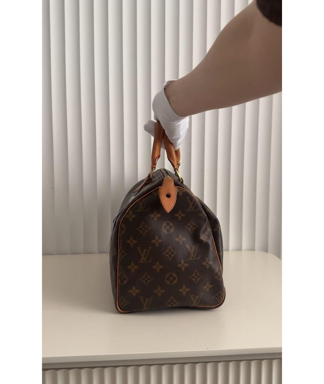 LOUIS VUITTON Коричневая кожаная сумка с короткими ручками, фото 2