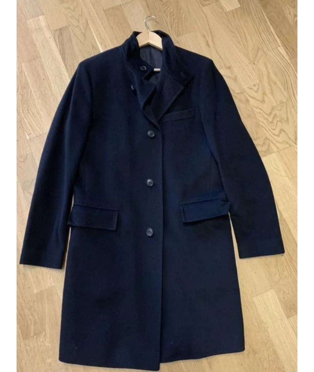 HUGO BOSS Темно-синее шерстяное пальто, фото 4