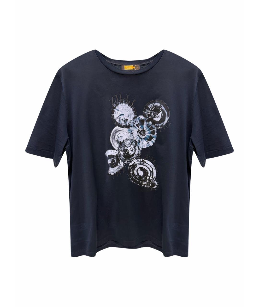 ZILLI Темно-синяя хлопковая футболка, фото 1