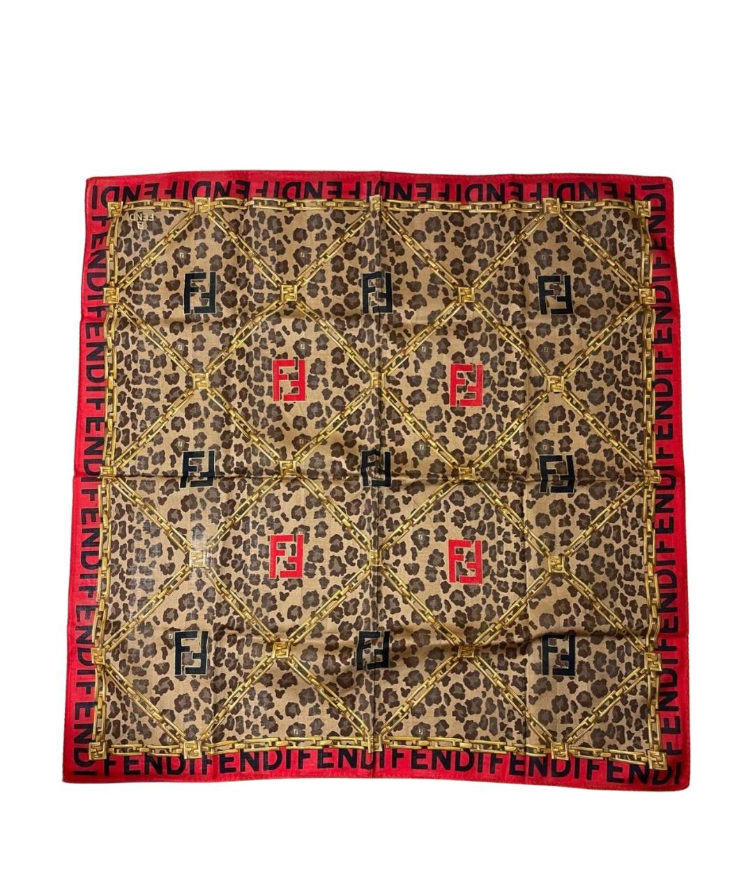 FENDI Коричневый хлопковый платок, фото 1