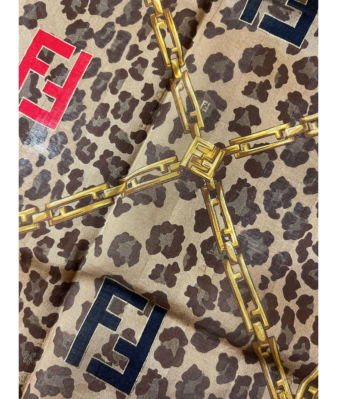 FENDI Коричневый хлопковый платок, фото 2