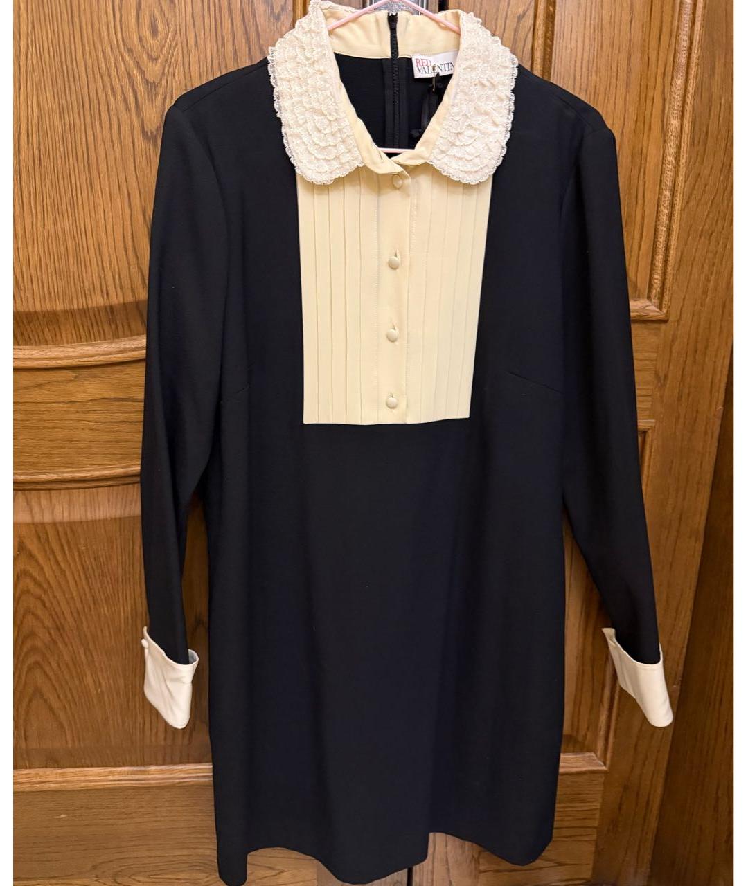 RED VALENTINO Черное шелковое повседневное платье, фото 4