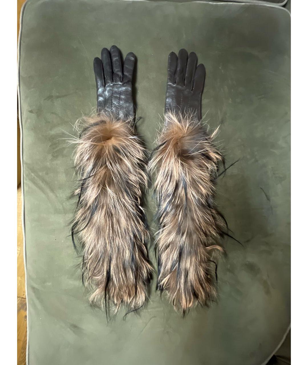 FENDI Коричневые кожаные перчатки, фото 6