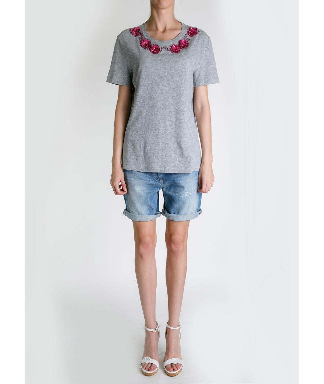 ALEXANDER MCQUEEN Серая хлопковая футболка, фото 5