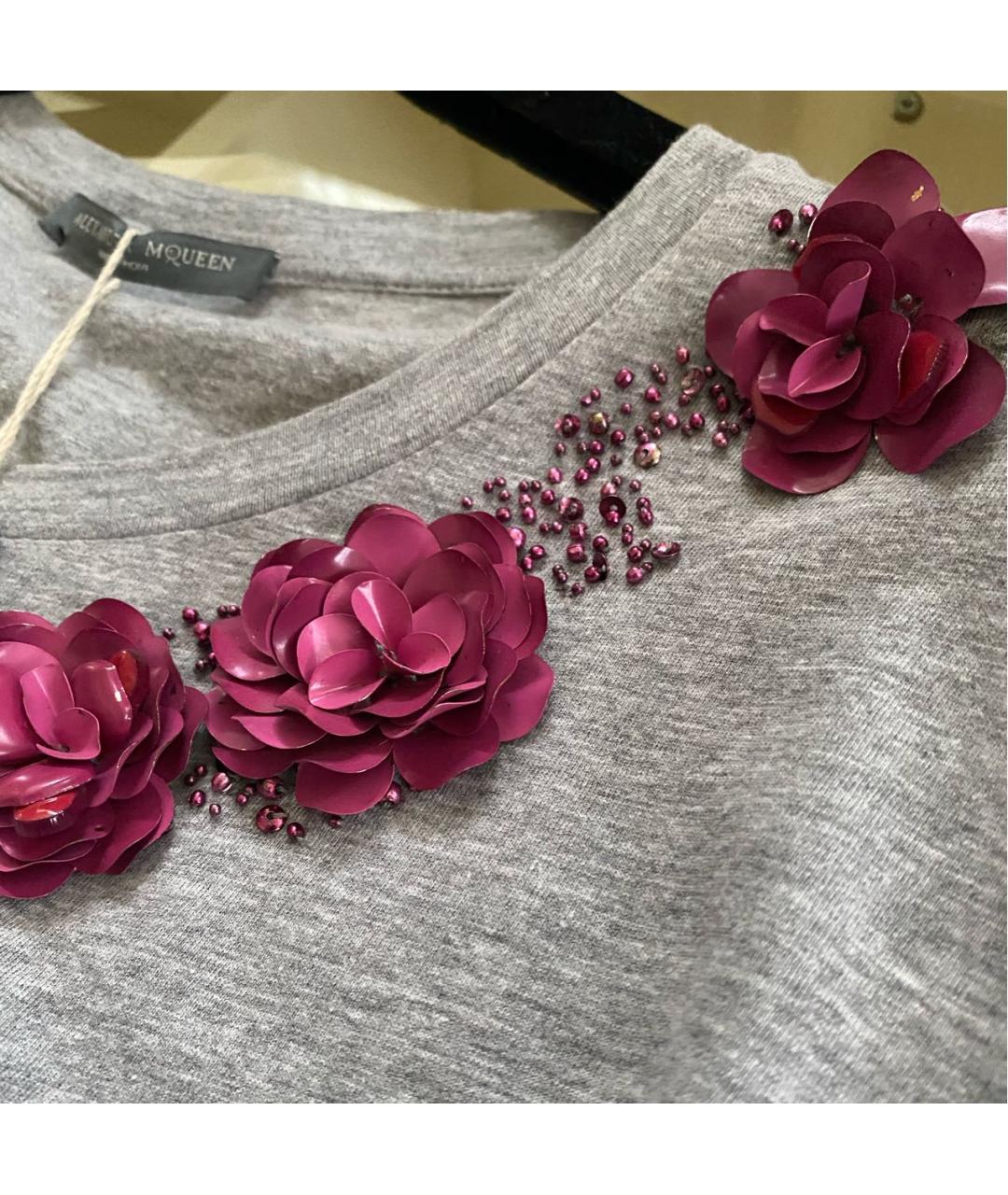 ALEXANDER MCQUEEN Серая хлопковая футболка, фото 7