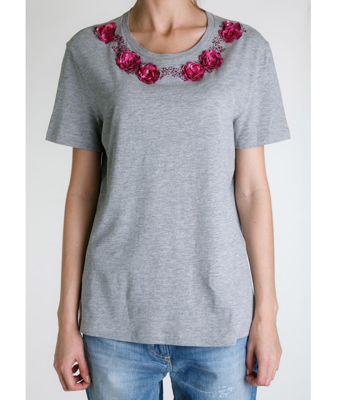 ALEXANDER MCQUEEN Серая хлопковая футболка, фото 2