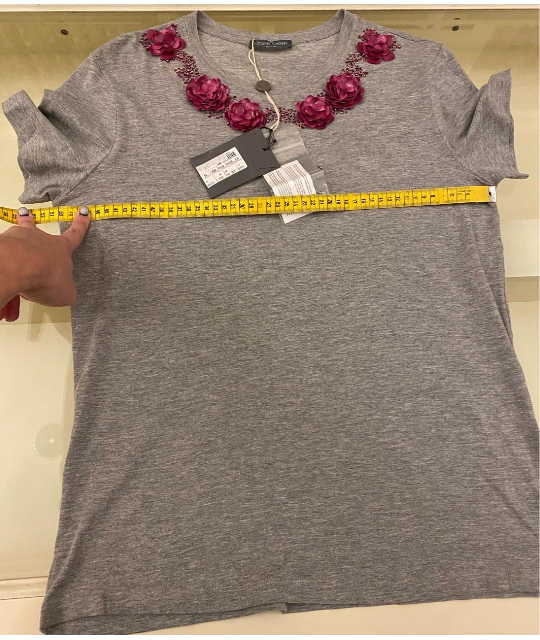 ALEXANDER MCQUEEN Серая хлопковая футболка, фото 6