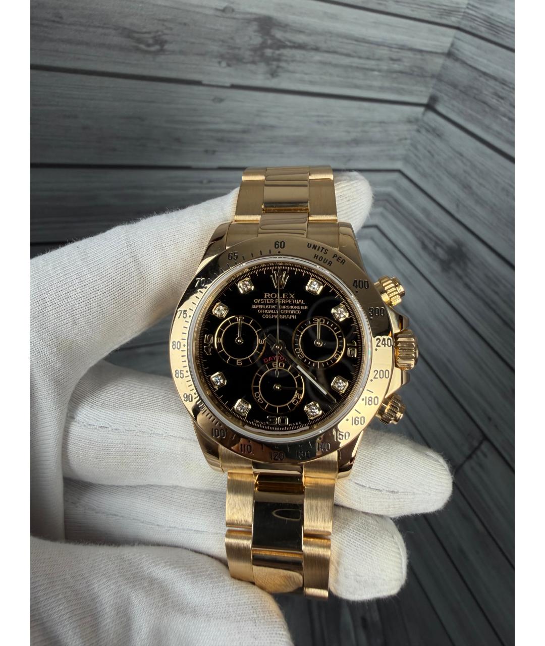 ROLEX Черные часы из желтого золота, фото 4