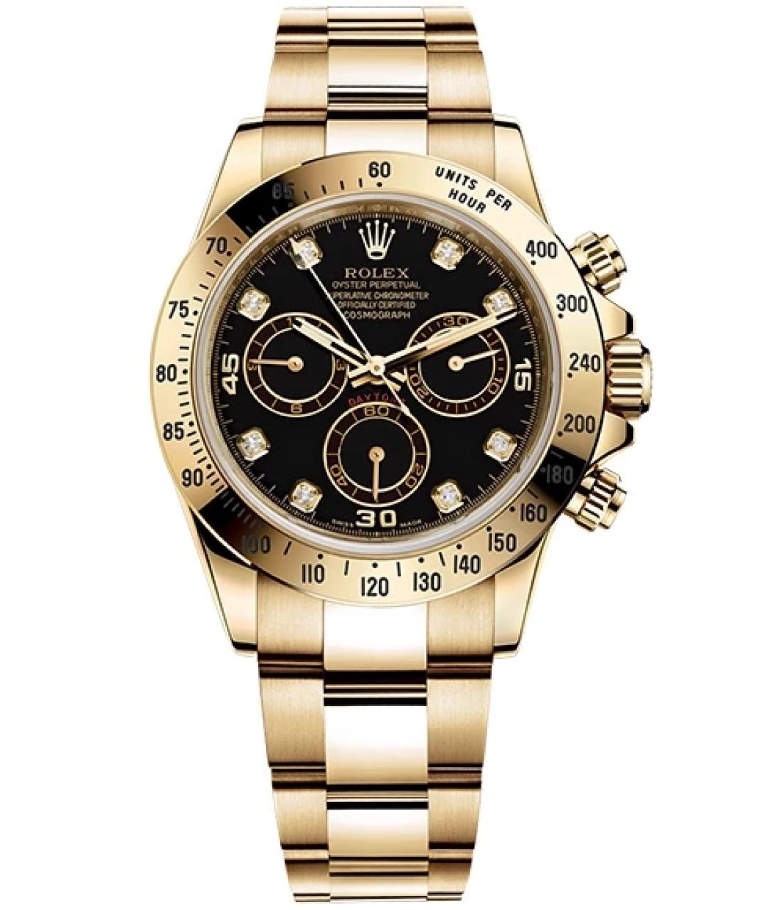 ROLEX Черные часы из желтого золота, фото 1