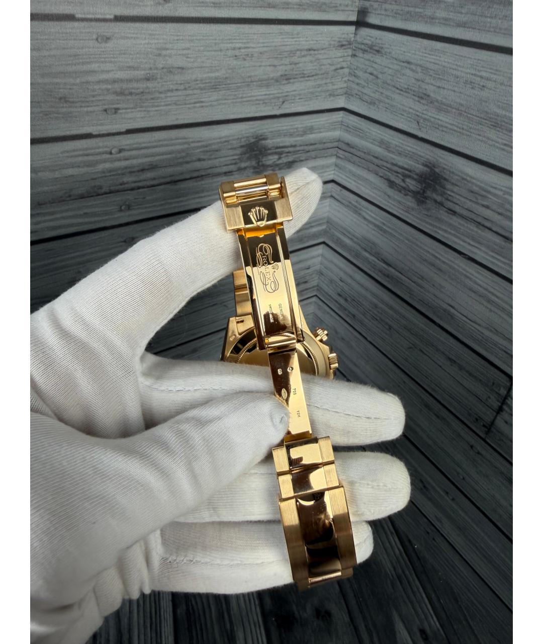 ROLEX Черные часы из желтого золота, фото 9