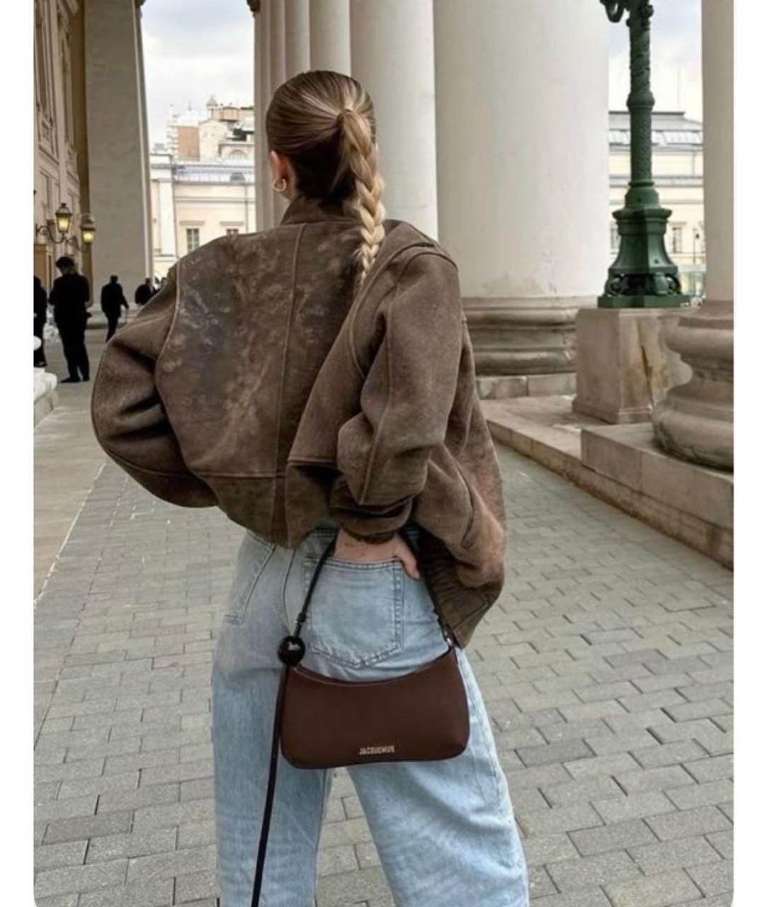 JACQUEMUS Коричневая кожаная сумка через плечо, фото 5