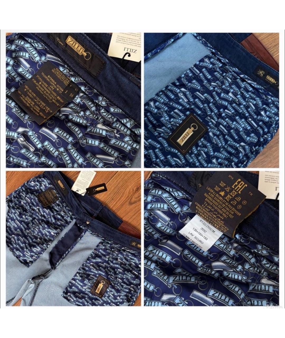 ZILLI Темно-синие хлопковые прямые джинсы, фото 8