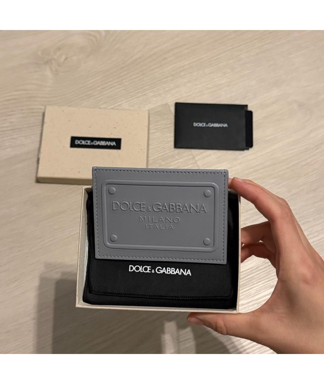 DOLCE&GABBANA Антрацитовый кожаный кардхолдер, фото 2