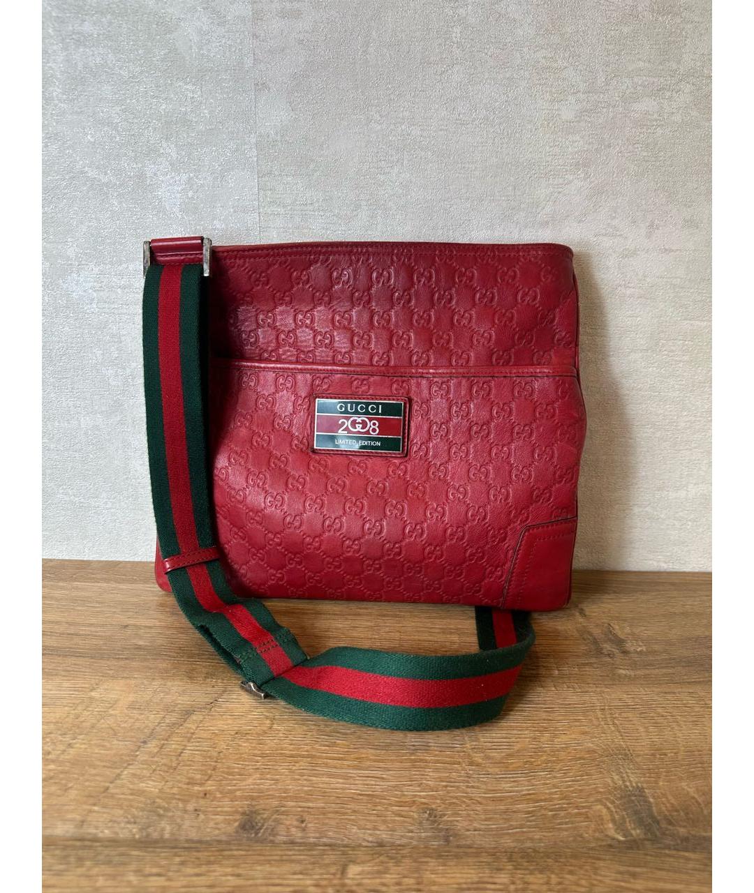 GUCCI Красная кожаная сумка на плечо, фото 3