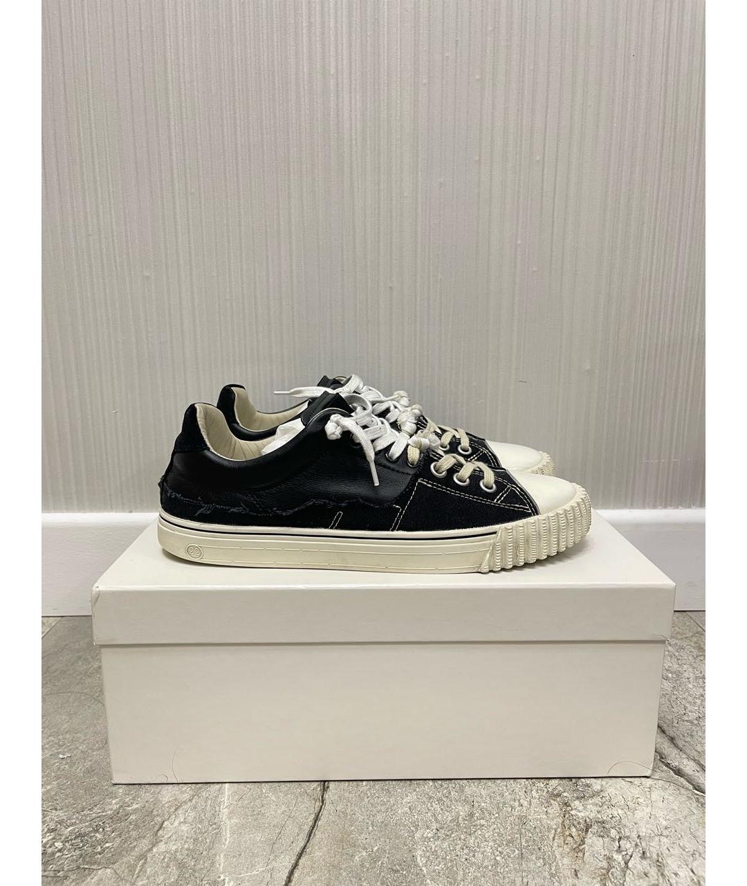 MAISON MARGIELA Черные кожаные низкие кроссовки / кеды, фото 5